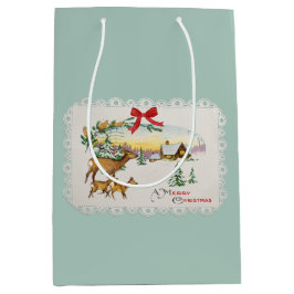 Sacola Para Presentes Média Cabina e veado de natais vintages