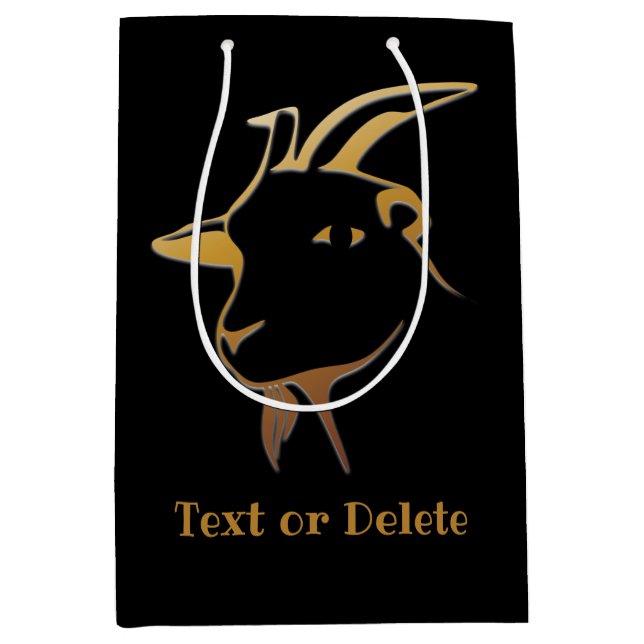 Sacola Para Presentes Média Cabra Dourada a Preto (Frente)