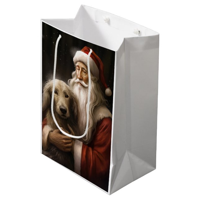 Sacola Para Presentes Média Caça Afegã no Natal Festivo de Papai Noel (Frente inclinada)