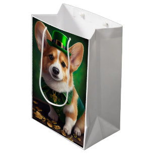 Sacola Para Presentes Média Cachorro Corgi na Rua.