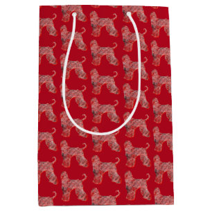 Sacola Para Presentes Média Cachorro de Natal do Cachorro Afegão Silhout Red