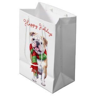 Sacola Para Presentes Média Cachorro De Natal Em Um Scarf
