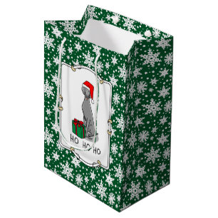 Sacola Para Presentes Média Cachorro do Weimaraner do Papai Noel (cinza 1)