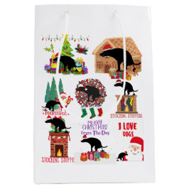 Sacola Para Presentes Média Cachorro Engraçado Natal Humor de Férias de 