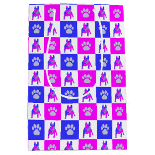 Sacola Para Presentes Média Cachorro-Grande Francês Cachorro e Pata Quente Ros
