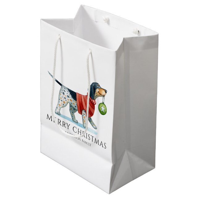 Sacola Para Presentes Média Cachorro Personalizado - Natal (Frente inclinada)