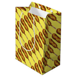 Sacola Para Presentes Média Cachorro Quente Corndog Yellow Mustard Junk Comida
