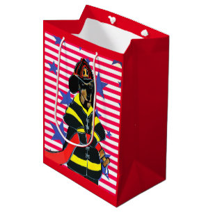 SACOLA PARA PRESENTES MÉDIA CACHORROS BOMBEIROS