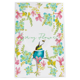 Sacola Para Presentes Média Cadeado de flores de primavera