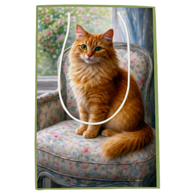 Sacola Para Presentes Média Cadeira da Vovó, Gato  (Frente)