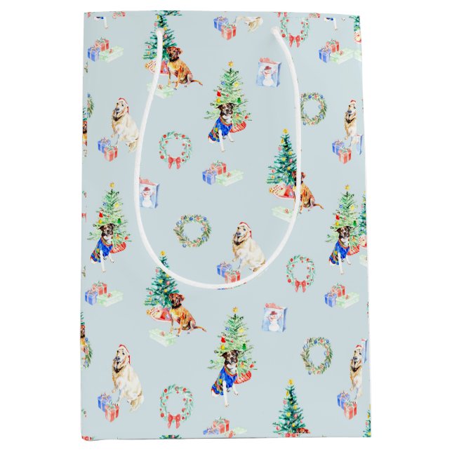 Sacola Para Presentes Média Cães de Natal (Frente)