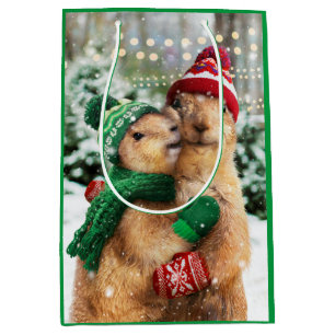 Sacola Para Presentes Média Cães de Natal