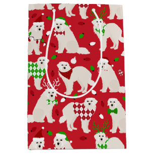 Sacola Para Presentes Média Cães Pirenéus Excelentes de Natal