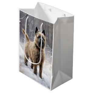 Sacola Para Presentes Média Cairn Terrier Deixe Nevar Natal