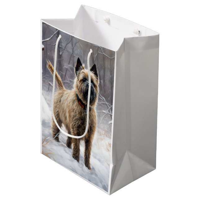 Sacola Para Presentes Média Cairn Terrier Deixe-o nevar no Natal (Frente inclinada)