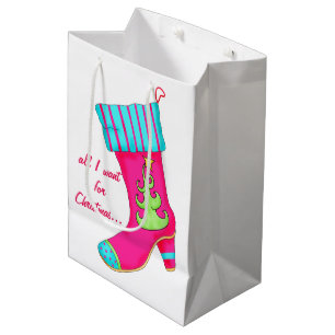 Sacola Para Presentes Média Calçado rosa sobre o chão tudo o que eu quero para