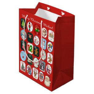 Sacola Para Presentes Média Calendário Aconselhamento Festivo Vermelho