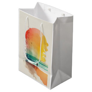 Sacola Para Presentes Média Caminhando até a Arte de Abstrato de Praia das Ond