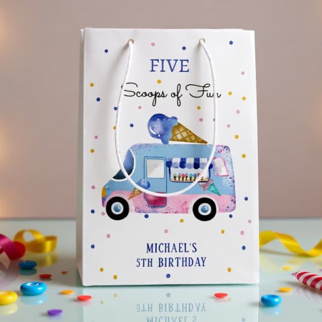 Sacola Para Presentes Média Caminhão de sorvete Coca-Colas de aniversário de c (Criador carregado)