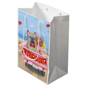 Sacola Para Presentes Média Caminhão Dia de os namorados do Buldogue Francês