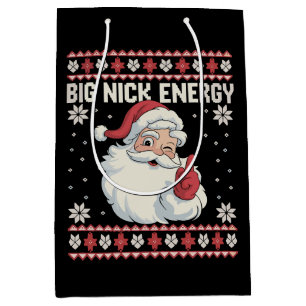 Sacola Para Presentes Média Camisola Feia de Natal do Papai Noel Big Nick Ener