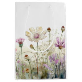 Sacola Para Presentes Média Campo de aquarelas das flores silvestres