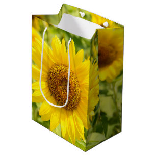 Sacola Para Presentes Média Campo de girassol amarelo