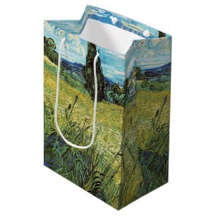 Sacola Para Presentes Média Campo de trigo verde Vincent van Gogh