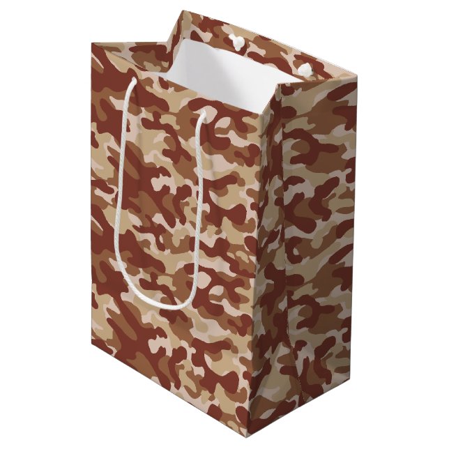 Sacola Para Presentes Média Camuflagem Bege Deserto  (Frente inclinada)