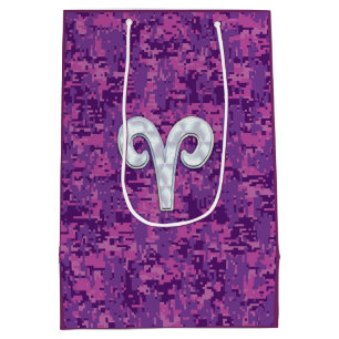Sacola Para Presentes Média Camuflagem Cor-de-rosa - Sinal Zodiac