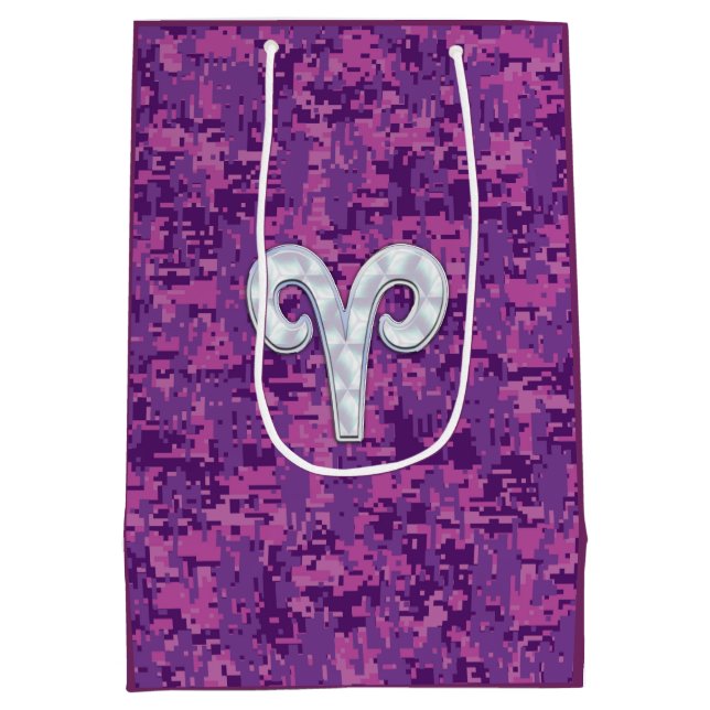Sacola Para Presentes Média Camuflagem Cor-de-rosa - Sinal Zodiac (Verso)