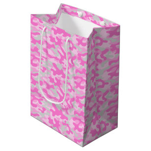 Sacola Para Presentes Média Camuflagem Rosa