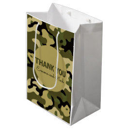 Sacola Para Presentes Média Camuflagem Verde, Castanho, Tan e Preto - Obrigado