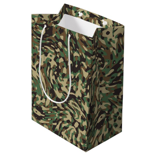 Sacola Para Presentes Média Camuflagem Verde na Moda  (Verso inclinado)