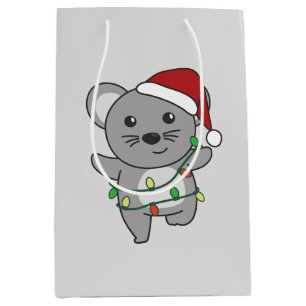 Sacola Para Presentes Média Camundongos de Natal de Rato