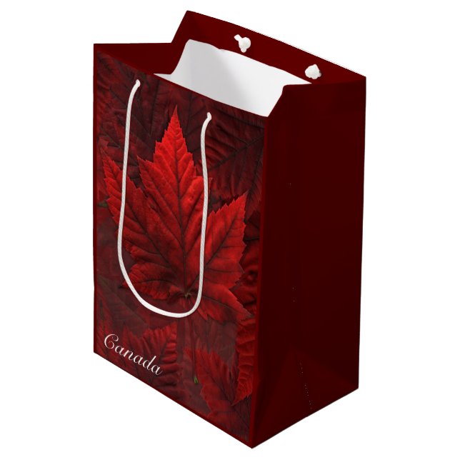 Sacola Para Presentes Média Canadá Souvenir Gift Bags Canadá Maple Leaf Bag (Frente inclinada)