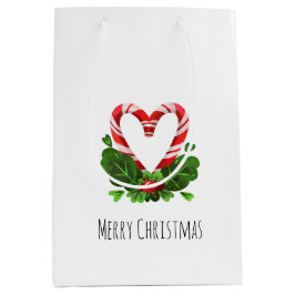 Sacola Para Presentes Média Candy Cane Heart Felry Christmas Festive Holiday