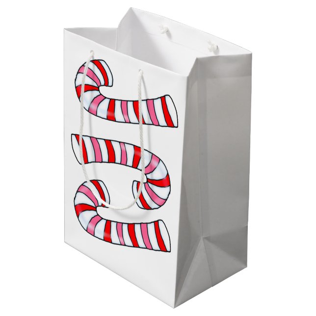 Sacola Para Presentes Média Candy Cane Merry Christmas Gift Bags (Verso inclinado)