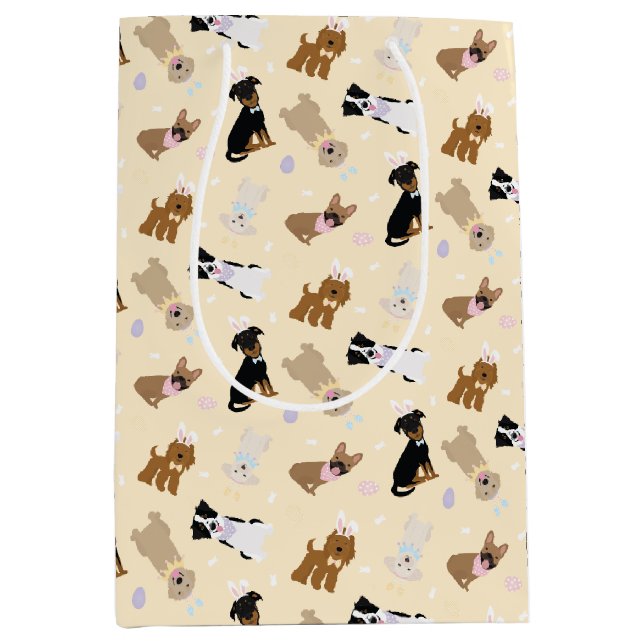 Sacola Para Presentes Média Caninos felzs pascoa (Frente)