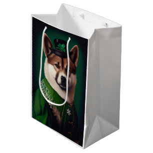 Sacola Para Presentes Média cão akita na Rua.