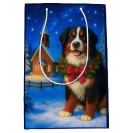 Sacola Para Presentes Média Cão de Montanha Bernês Férias