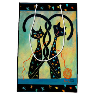 Sacola Para Presentes Média Caos controlado do gato preto - saco feito sob