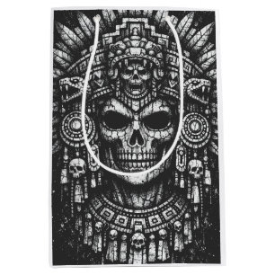Sacola Para Presentes Média Capacete de Caveira Asteca por BurnsInHell