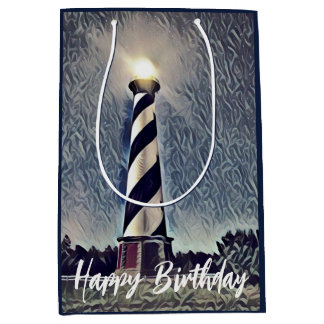 Sacola Para Presentes Média Cape Hatteras Lighthouse Outer Banks OBX Aniversár