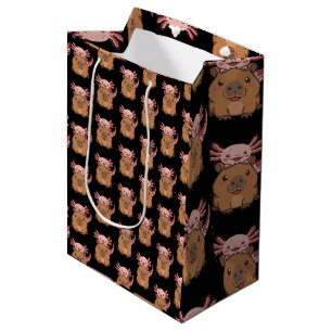 Sacola Para Presentes Média Capivara Axolote Kawaii Amante de Animais Dia do Z