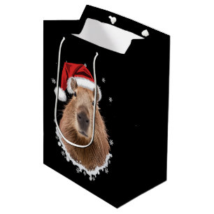 Sacola Para Presentes Média Capivara Natal Engraçado 