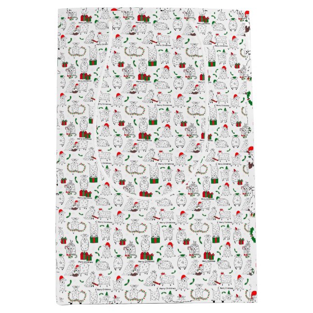 Sacola Para Presentes Média Caprinos festivos no Natal (Frente)