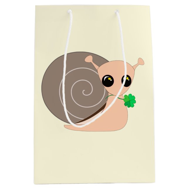 Sacola Para Presentes Média Caracol com o vaso de folheto (Frente)