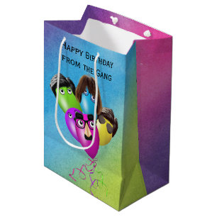 Sacola Para Presentes Média Caracteres do Rainbow Birthday Balloons