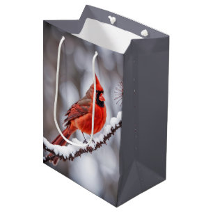 Sacola Para Presentes Média Cardeal De Aniversário Na Fileira De Inverno